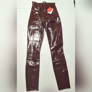 NWT Spanx Faux Patent Leather Leggings Ruby Size XS